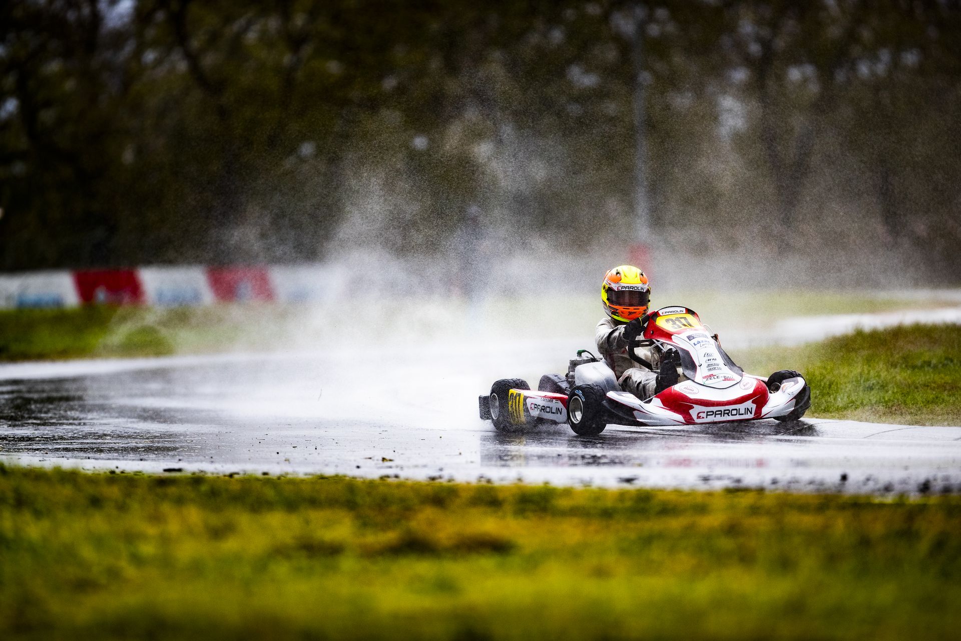 Tamas Gender Junior competes in the wet race